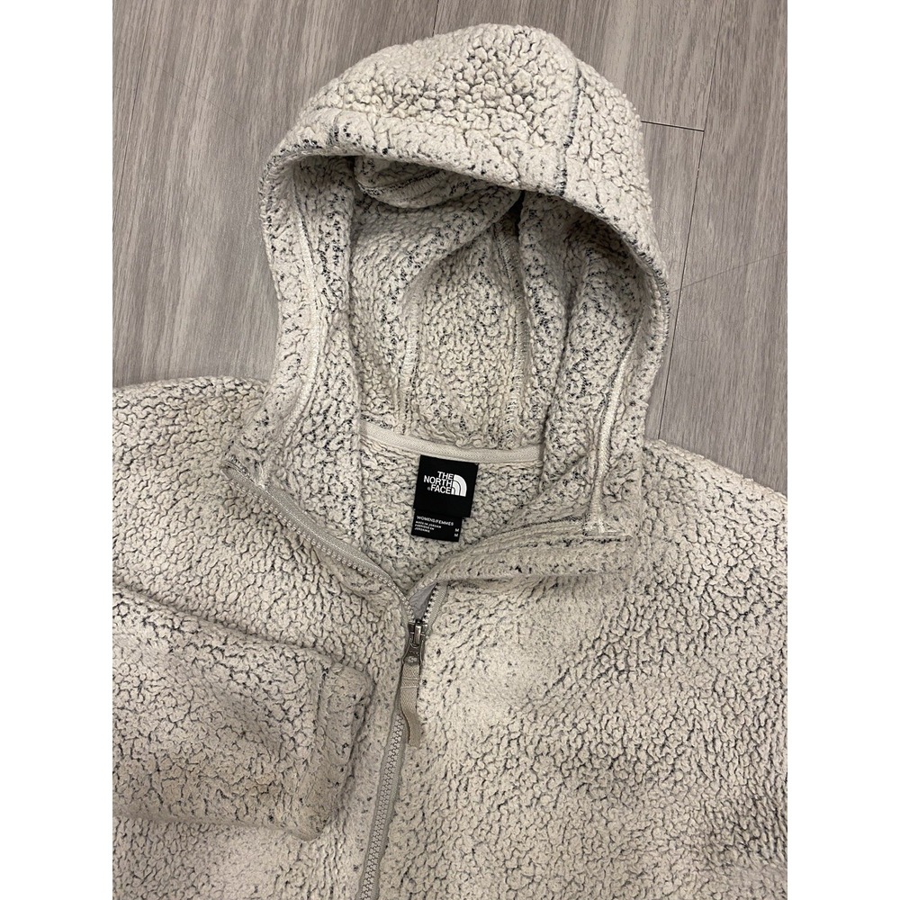 The North Face M Sherpa High Pile Furry Fleece Jacket Womens Medium Cream Zip